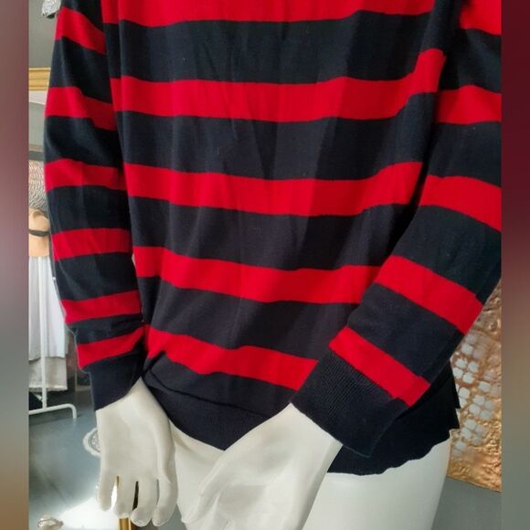 Zara Red and Navy Striped Sweater - Picture 2 of 10